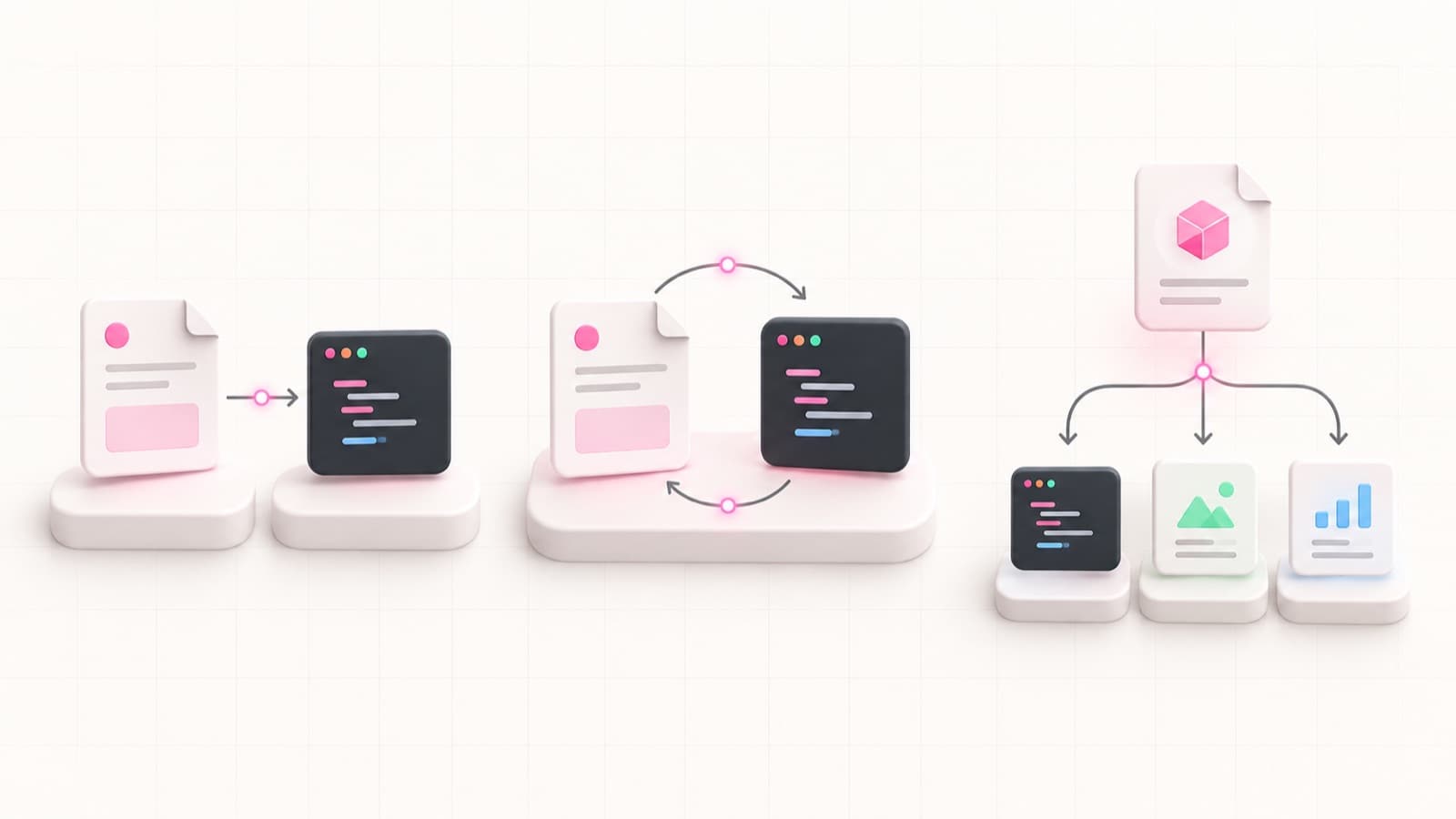Three specification lifecycles: handoff to code, ongoing synchronisation, and generated artefacts